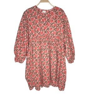 House of Sundar 3XL Pink Floral Bloom Puff Sleeve Gathered Waist Midi Dress